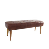 79 Leather Home Bench Upholstered Entryway Bench with Wooden Legs, Bedroom Bench 50" x 17" x 19", Brown