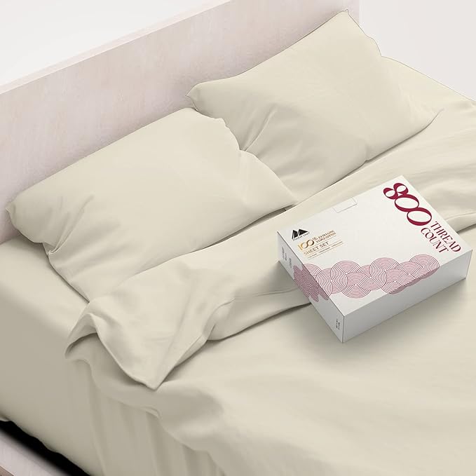 100% Egyptian Cotton Sheets Set Queen - 1000 High Thread Count, Luxury 5-Star Hotel