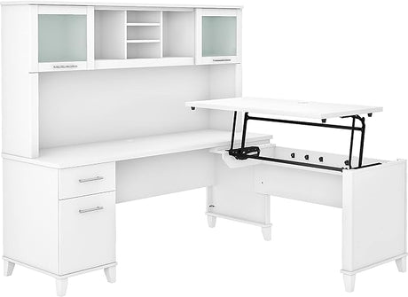 ErgoLift 3-Position L-Shaped Desk with Hutch & Adjustable Standing Feature