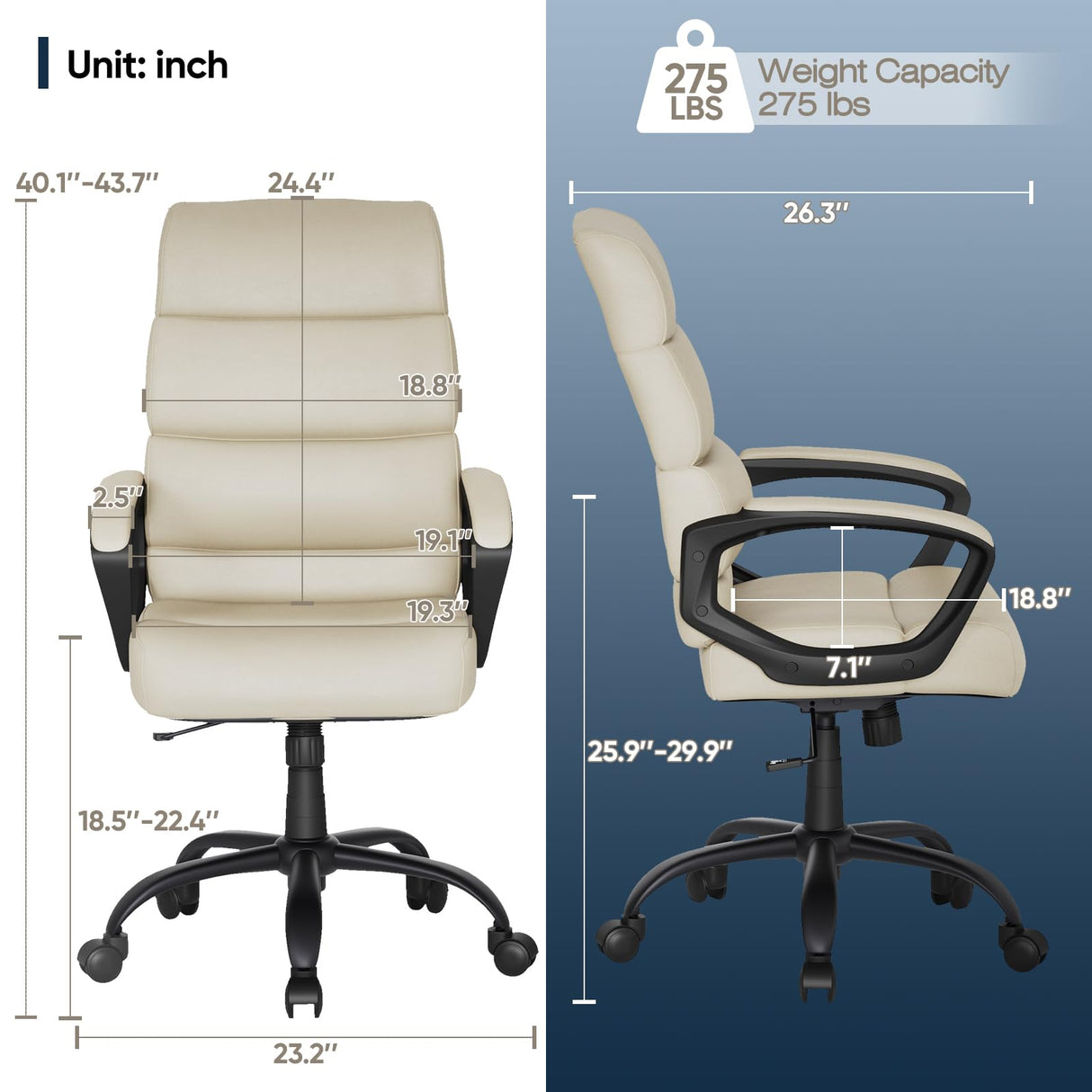 Ergonomic Executive Office Chair,Leather High Back Desk Chair, Tall Computer Chair