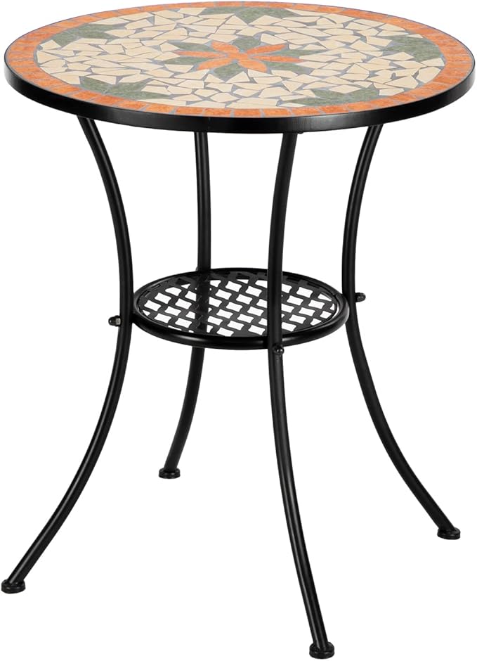Mosaic Accent Table, 14" Round Side Table,End Table, Plant Stand Decor