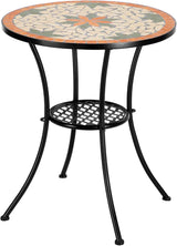 Mosaic Accent Table, 14" Round Side Table,End Table, Plant Stand Decor