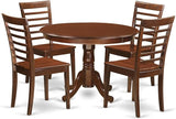 HLML5-MAH-LC 5 Piece Dining Table Set for 4 Includes a Round Kitchen Table with Pedestal and 4 Faux Leather Dining Room Chairs,