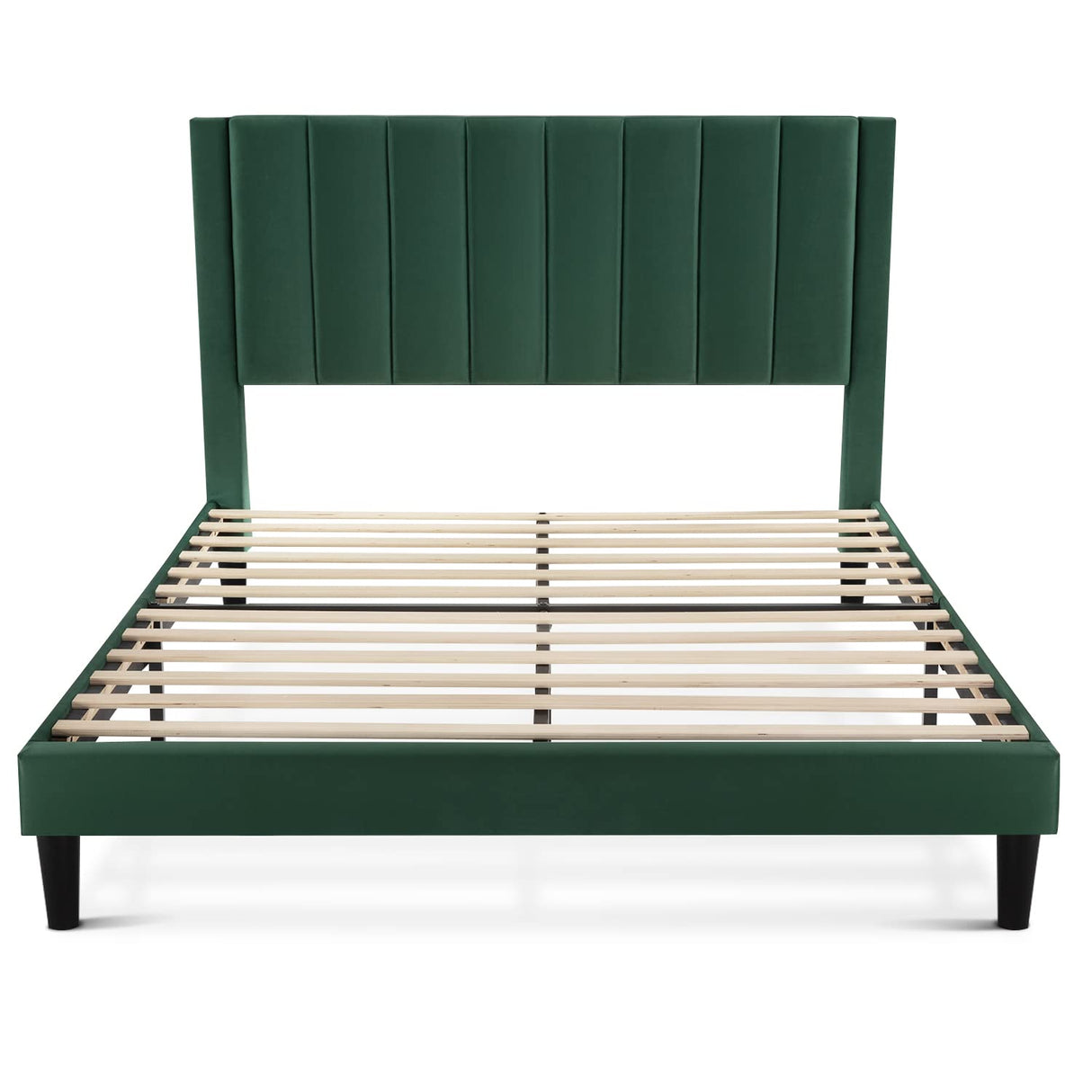 Queen Bed Frame/Velvet Upholstered Platform Bed Frame with Headboard/Strong Wood