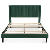 Queen Bed Frame/Velvet Upholstered Platform Bed Frame with Headboard/Strong Wood