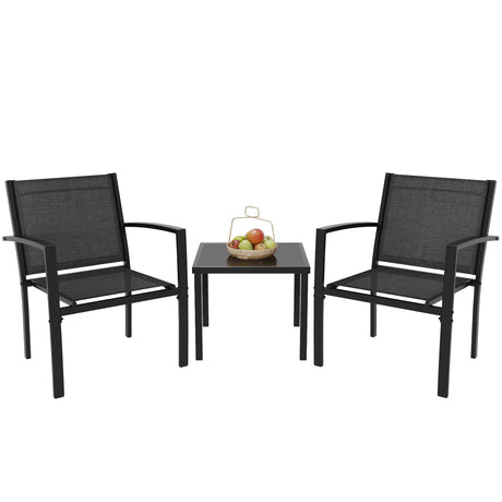 Set Outdoor Conversation Textilene Fabric Chairs for Lawn