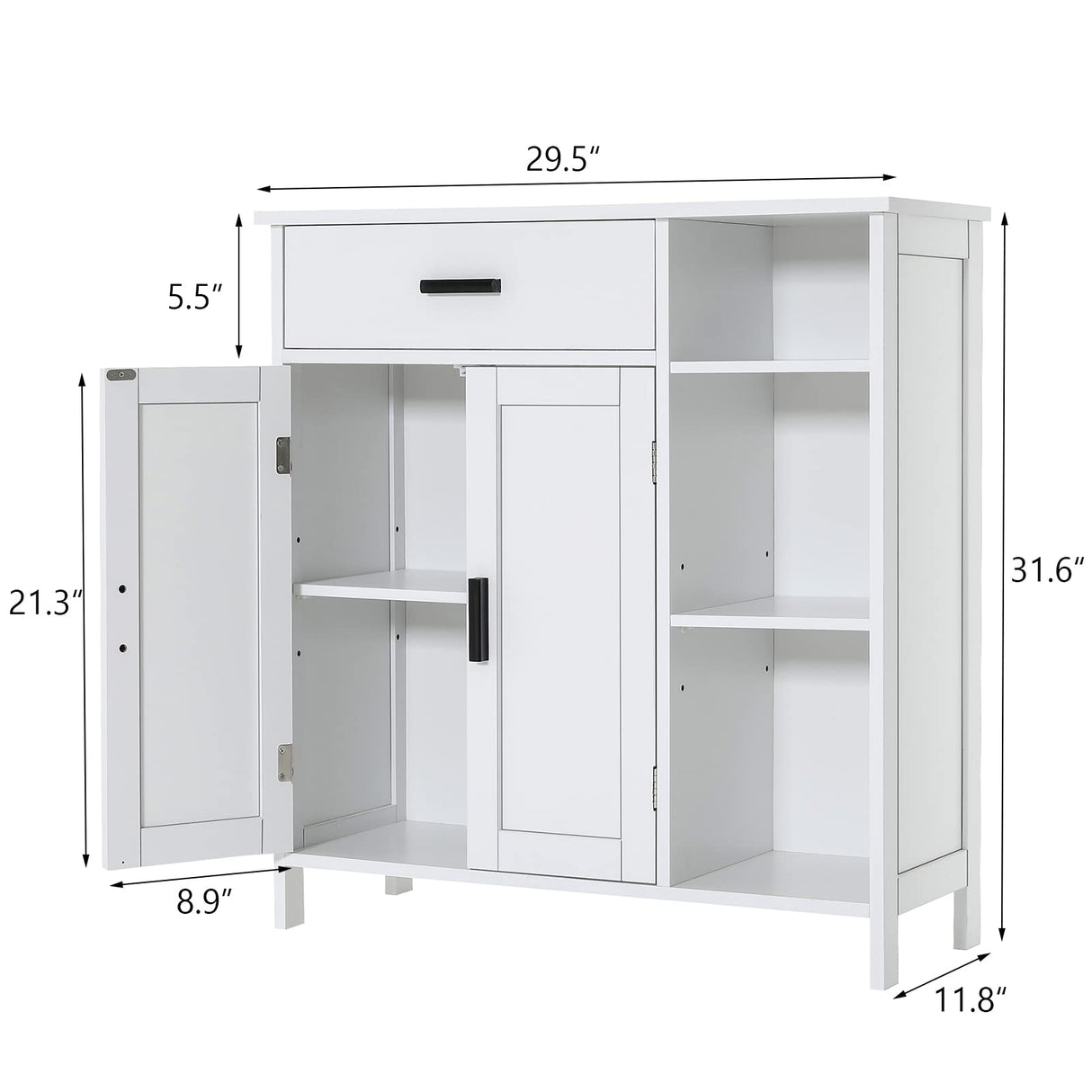 Bathroom Cabinet, Floor Storage Cabinet with Doors and Shelves, Coffee Bar Cabinet