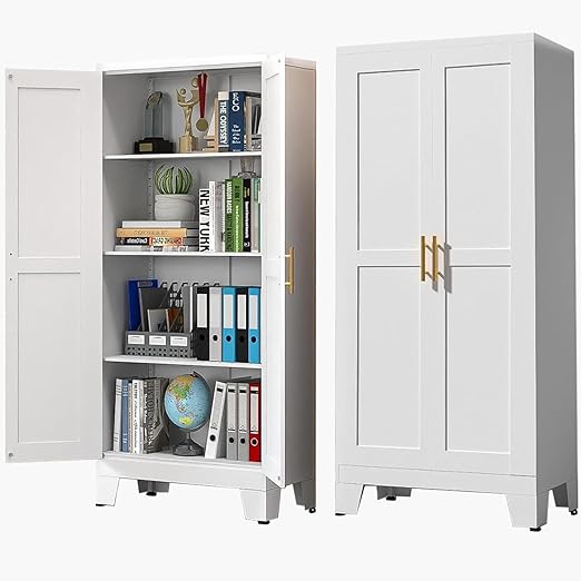 Metal Armoire Wardrobe Closet, 71 "Metal Clothing Storage Cabinet with Adjustable Shelve