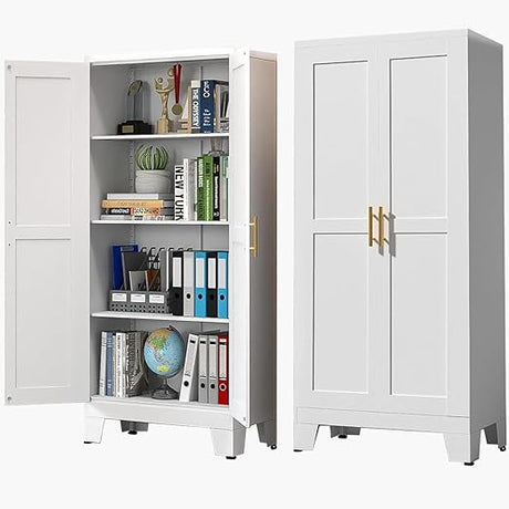 Metal Armoire Wardrobe Closet, 71 "Metal Clothing Storage Cabinet with Adjustable Shelve