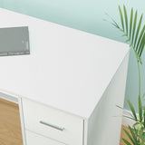 White L Shaped Desk with Drawers Shelves, Large Home Office Corner Computer Desk