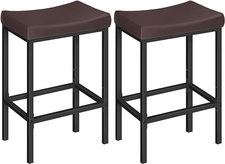 Bar Stools, Set of 2 Bar Chairs, Counter Height Stools, Saddle Stools