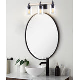 Theo 25" 3-Light Modern Farmhouse Vanity/Bathroom Light + Clear Cylinder Glass Shades