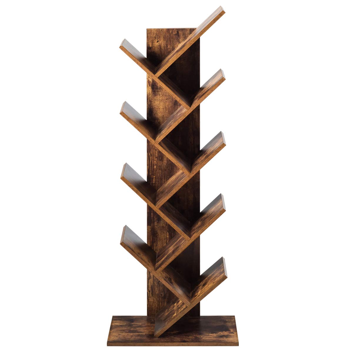 55-Inch Tree Bookshelf, 9-Shelf Free Standing Tree Bookcase, Bookshelves for Home
