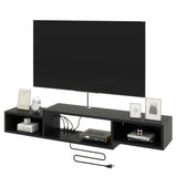 59" Floating TV Stand Wall Mounted with Power Outlet,Wood Wall Mounted Media