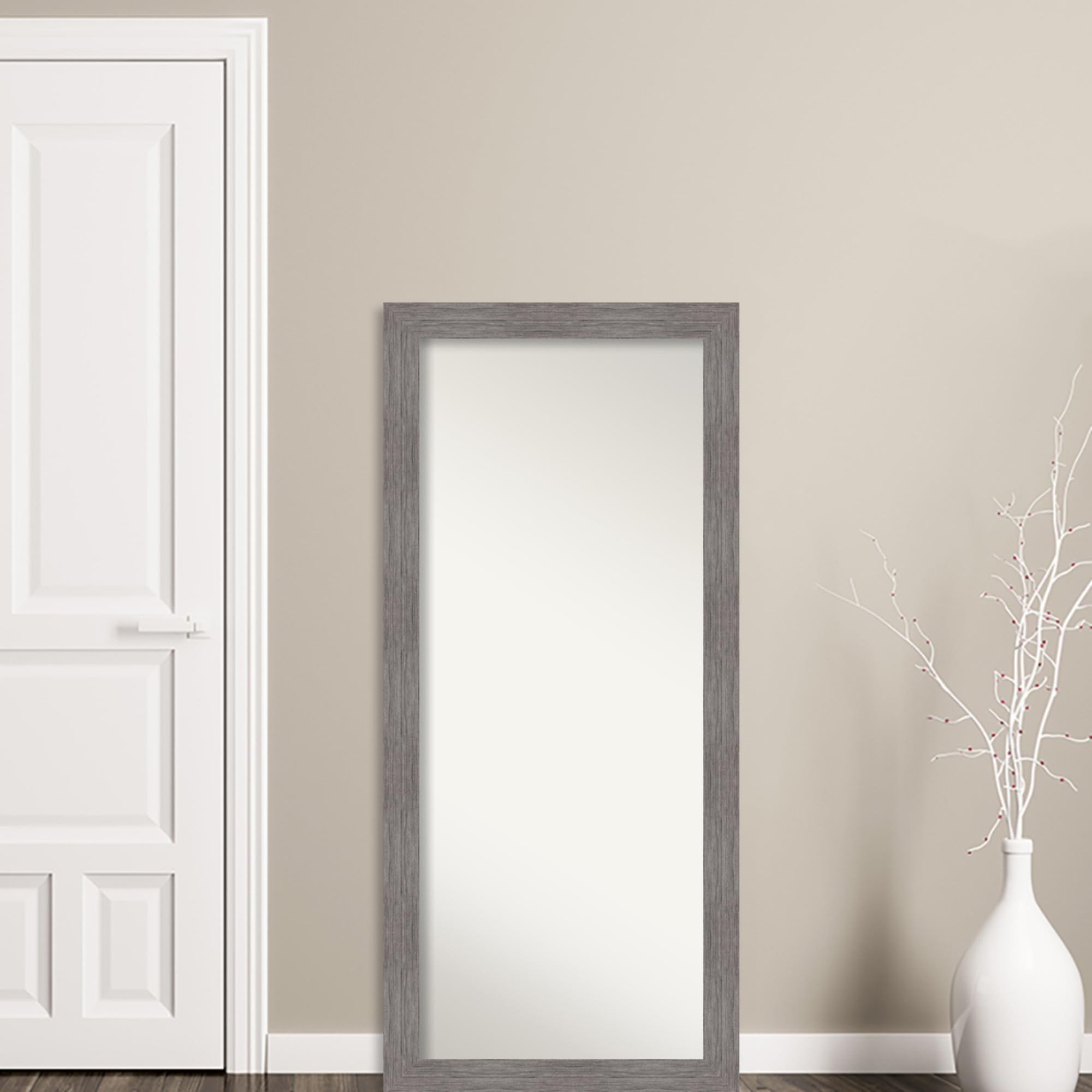 Wall Mirror Full Length Mirror Full Body Mirror, Pinstripe Plank Grey