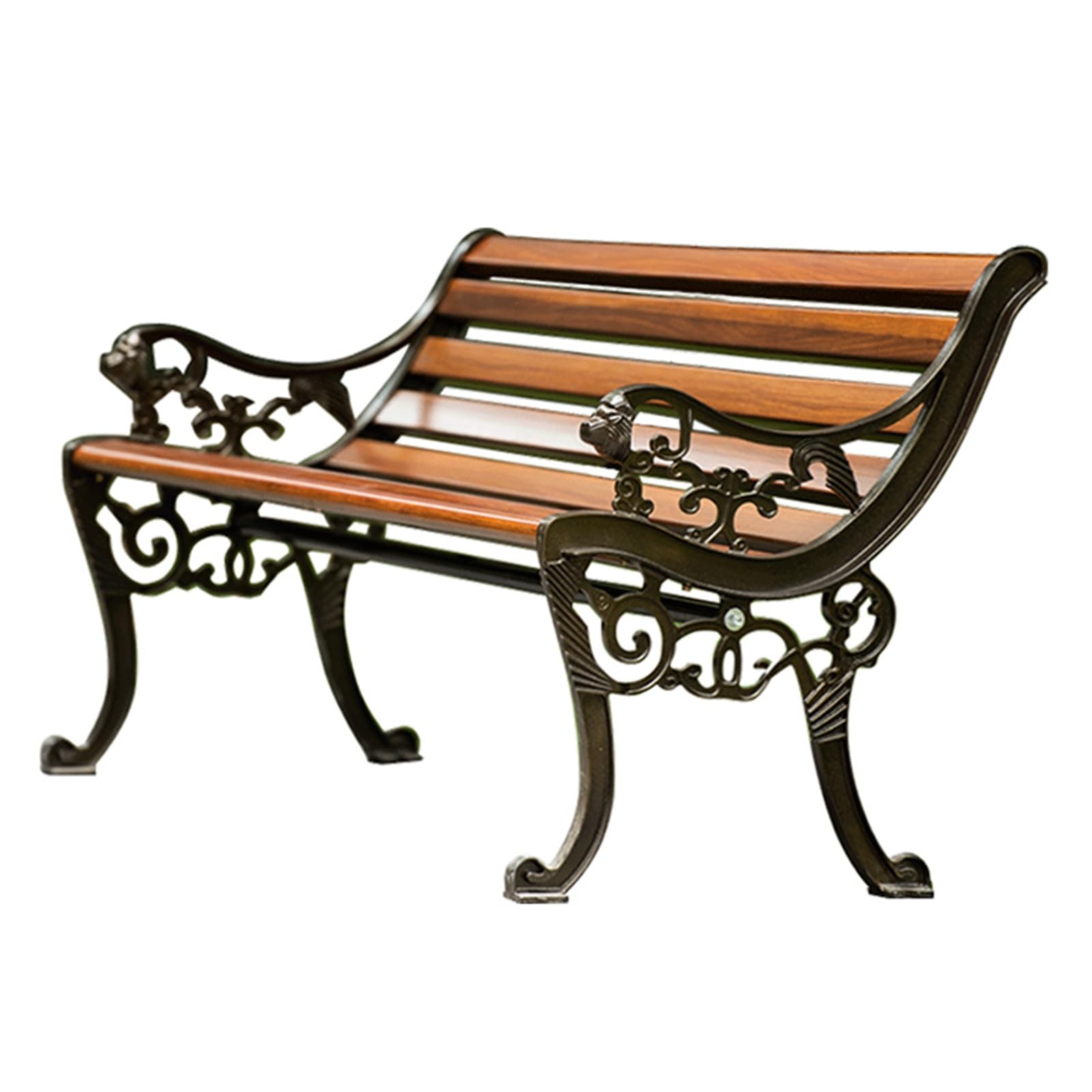 Courtyard Garden Bench All-Weather Outdoor Bench Zinc Alloy Cast Aluminum Metal Patio Garden Bench