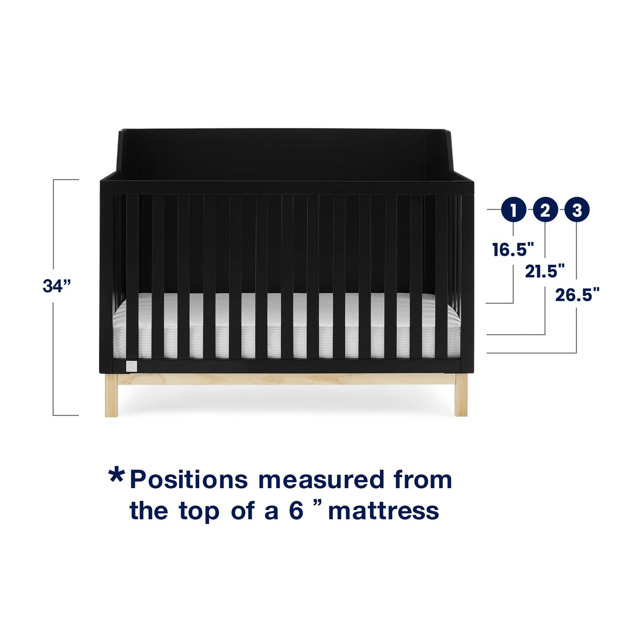 Oxford 6-in-1 Convertible Crib - Greenguard Gold Certified, Ebony/Natural