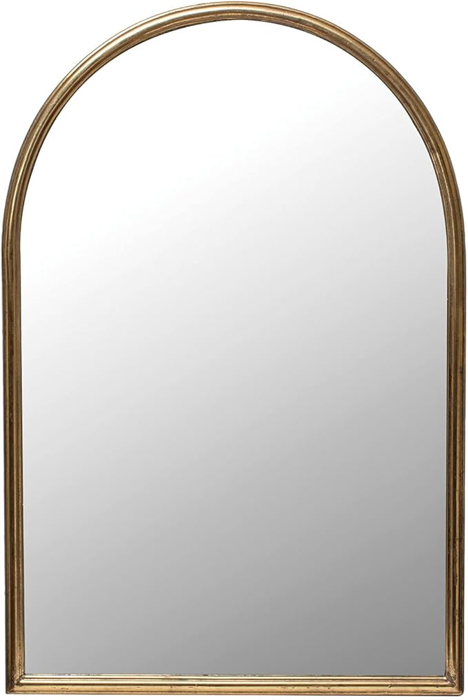 Arched Metal Framed Wall Mirror, Gold