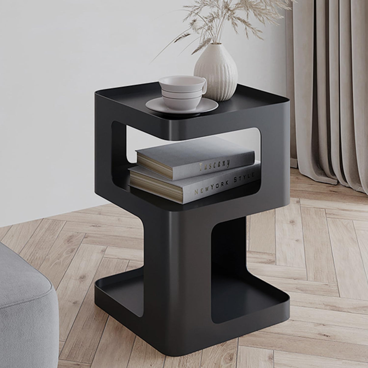 Side Table,Modern end Table,Black Metal nightstand,Bedside Tables,Accent Table