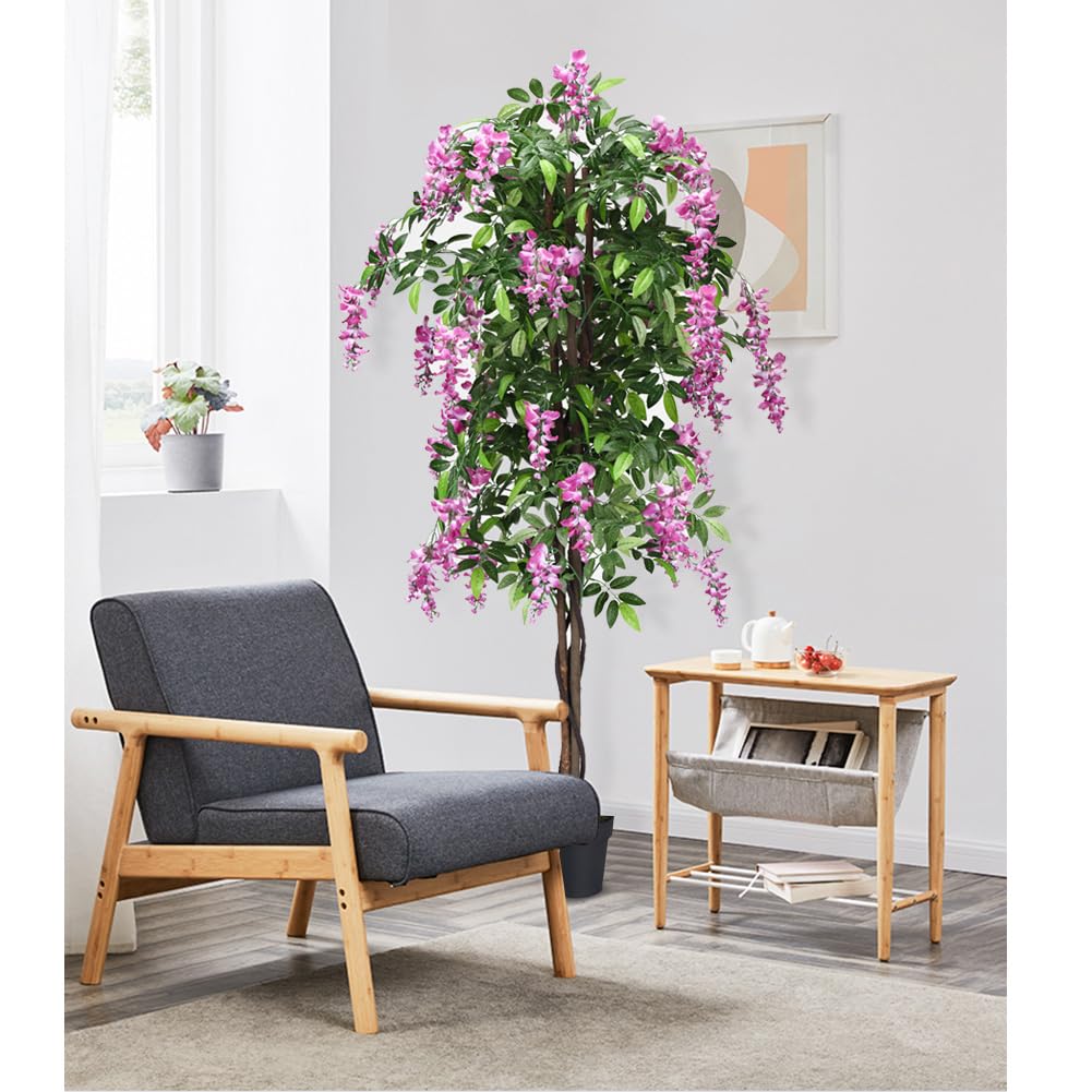 SAFEPLUS 2 Pack 6ft Ficus Artificial Fake Trees for Indoor or Outdoor