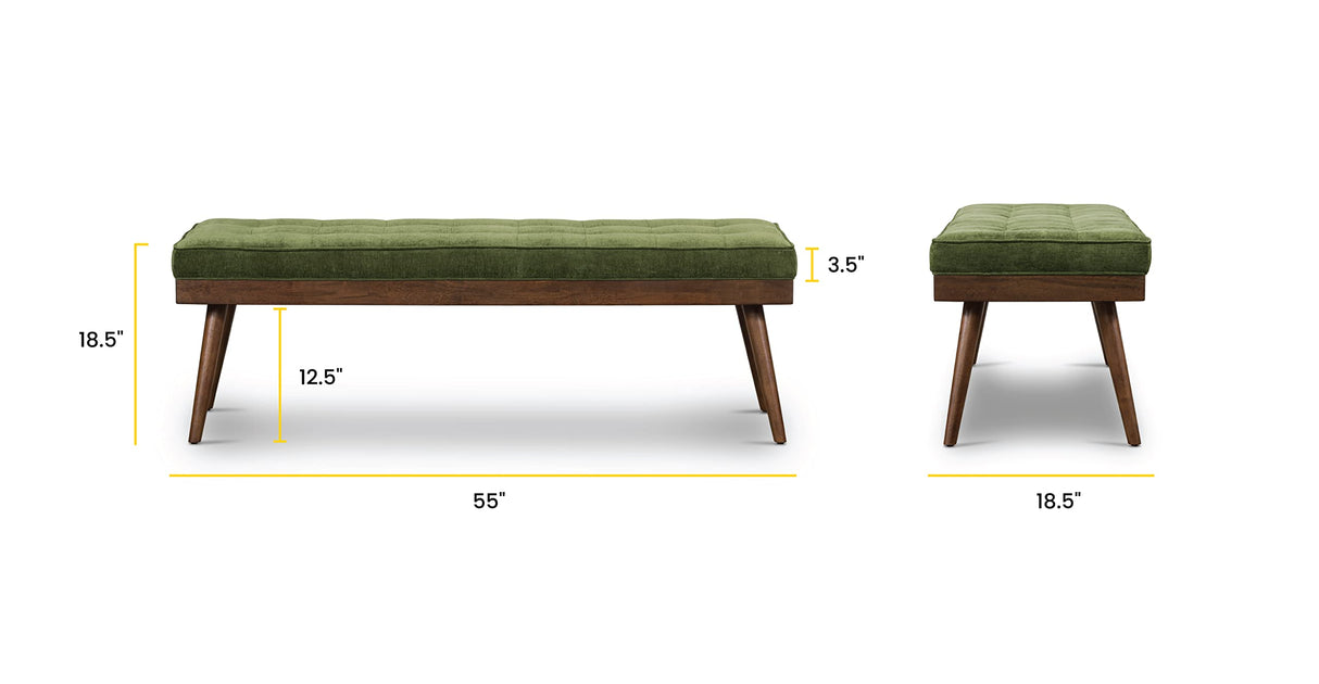 Luca Bench, Distressed Green Velvet