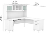 SET001WH Somerset 72-Inch W L-Shaped Desk with Hutch, White