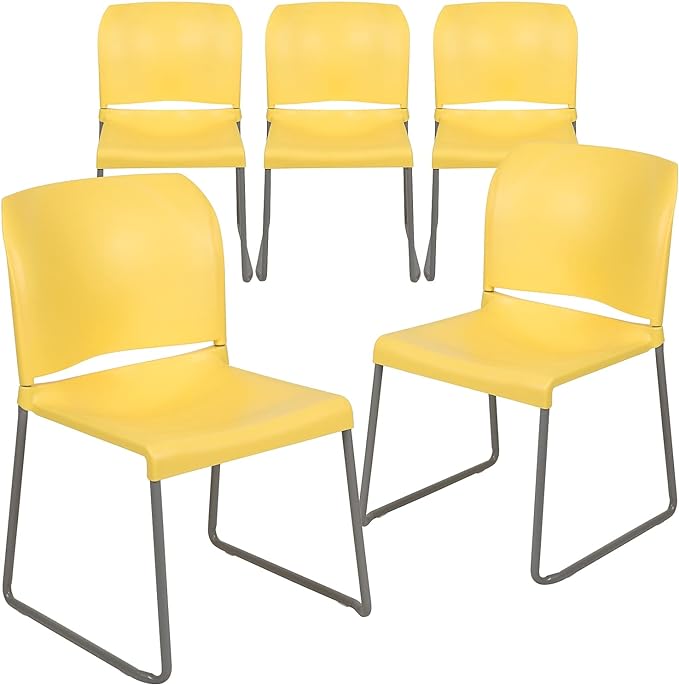 HERCULES Series 880 lb. Capacity Yellow Full Back Contoured Stack Chair