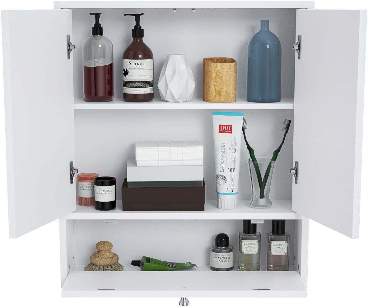 Bathroom Medicine Cabinet, Wall Mounted Cabinet with Double Mirror Door