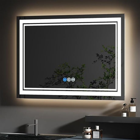 Led Bathroom Mirror with Lights 24x32 Inch,Human Body Sensing Lighted Bathroom