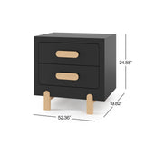 Park Heights 2 Drawer Nightstand for Nursery or Bedroom, Large Storage Drawer