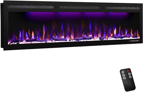 WiFi-Enabled Electric Fireplace Recessed & Wall Mounted