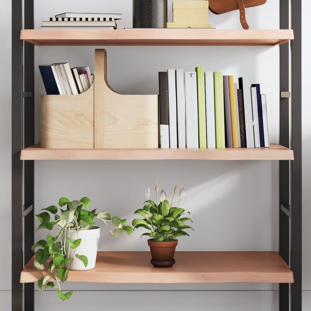 Wall Shelf in Light Brown - Versatile 39.4"x15.7"x(0.8"-1.6") Solid Oak Wood