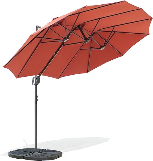 Extra Large 13ft Offset Patio Umbrella Cantilever Umbrelluble-Sided Oua