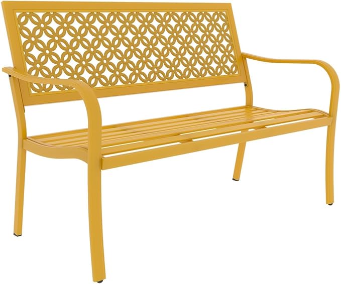 52" Farmhouse Outdoor Bench, Garden Benches with Rust Free