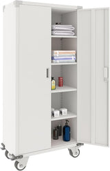 72 Inch Tall 2 Door Locking Metal Storage Cabinet Organizer with 4 Adjustable Shelves