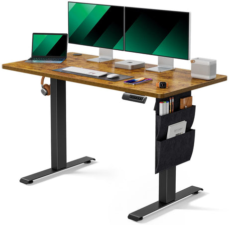 Standing Desk Adjustable Height, 48x24 Inch Electric Standing Desk with Storage Bag, Stand up Desk for Home Office Computer Desk Memory Preset with Headphone Hook