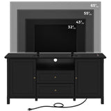 Black TV Stand with Drawers for TVs up to 65 Inch, Media Entertainment Center