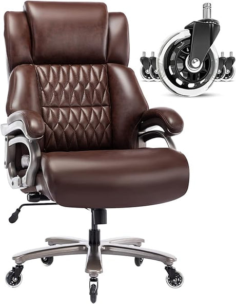 Big and Tall 400lbs Office Chair - Adjustable Lumbar Support Quiet Rubber Wheels