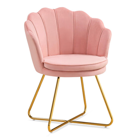 Pink Vanity Chair, Chair for Bedroom, Makeup Chair with Gold Plating Legs, Accent Chair