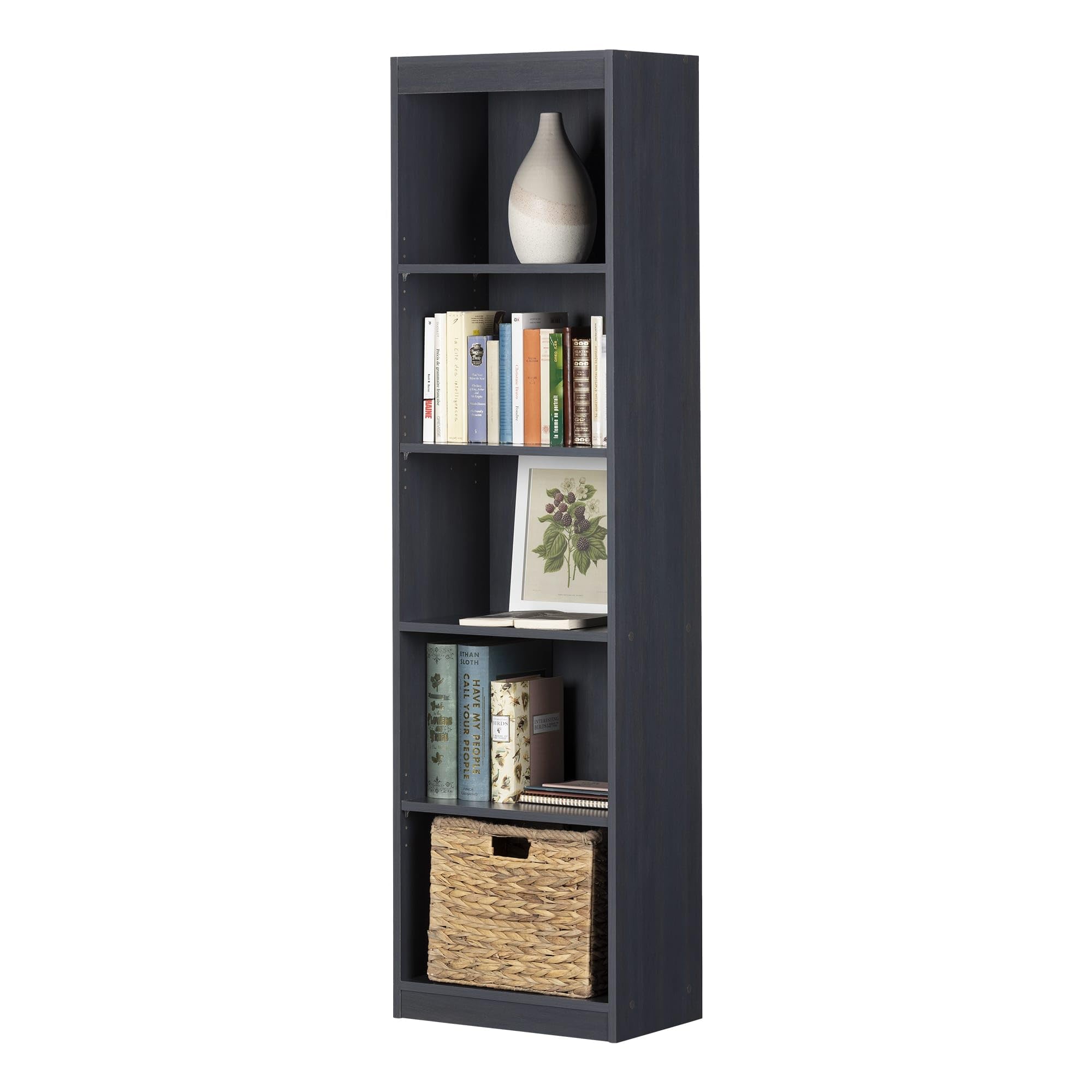 Axess 5-Shelf Narrow Bookcase, Blueberry