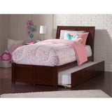 Wood Bed with Twin XL Trundle in Walnut