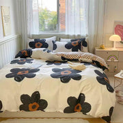 Black Sunflower Comforter Set King 3 Pieces Beige Floral Bedding Comforter Sets Pumpkin