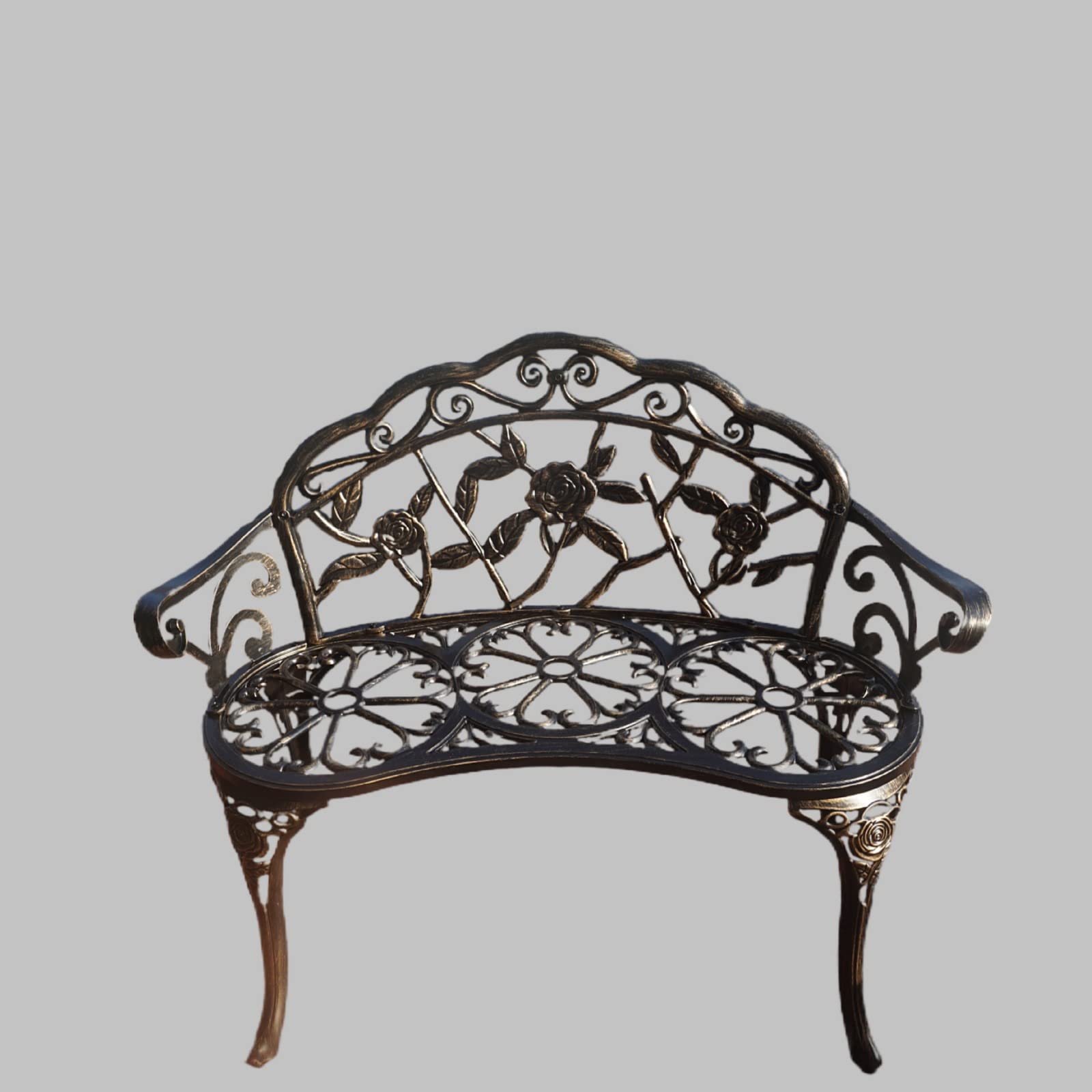 Garden Bench, Metal Aluminum Rose