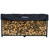 10 Foot Black Firewood Log Rack With Optional Seasoning Cover - Made In The USA