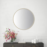 Alais Round Gold Metal Framed Mirror, 24" x 24"