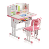 Kids' Study Desk Chair Sets, Pink, Adjustable Height, Ergonomic Design, Large Storage Drawer