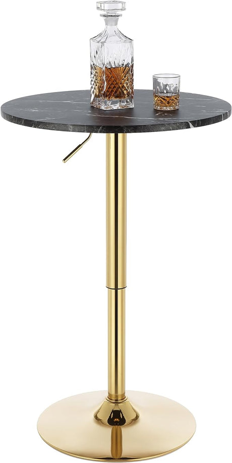 24'' Round Cocktail Bar Table with Metal Base, Tall Bistro Pub Table