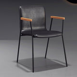 Mid-Century Modern, Upholstered Faux Leather Seat Chairs with Arm,