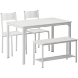 SogesHome 43.3'' Kitchen Dining Table Set for 4, 4 Piece Kitchen Table Bench Chairs Setfor 4, Space-Saving Table Set for Restaurant, Coffee Shop,White