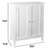 Bathroom Floor Storage Cabinet with Double Door + Adjustable Shelf, Wooden Organizer